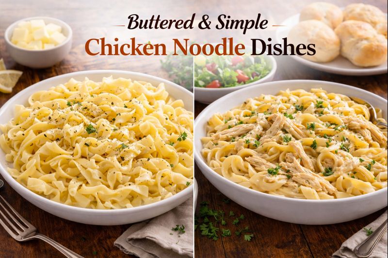 Buttered & Simple Chicken Noodle Dishes
