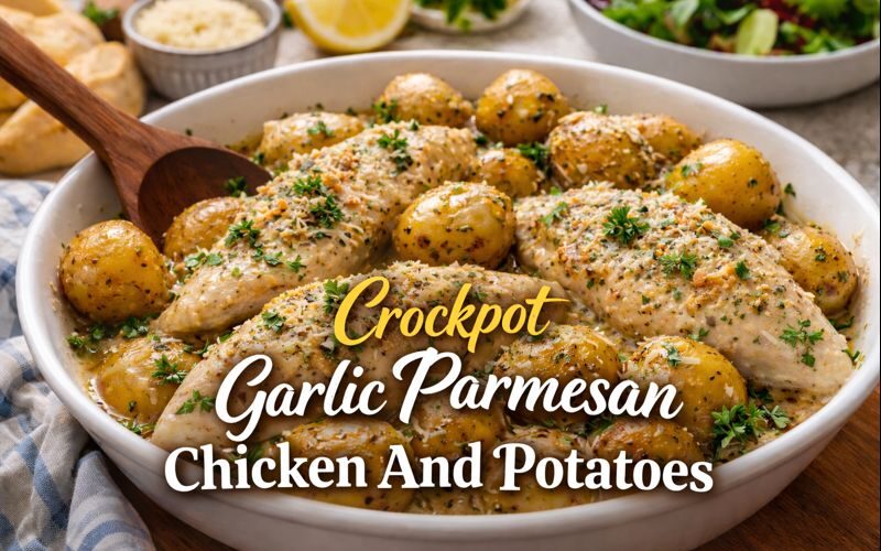 Crockpot Garlic Parmesan Chicken and Potatoes Recipe