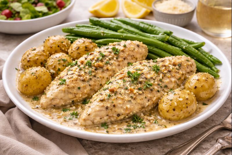 Crockpot Garlic Parmesan Chicken and Potatoes Recipe Serving 1