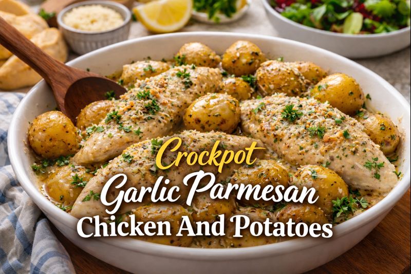Crockpot Garlic Parmesan Chicken and Potatoes Recipe