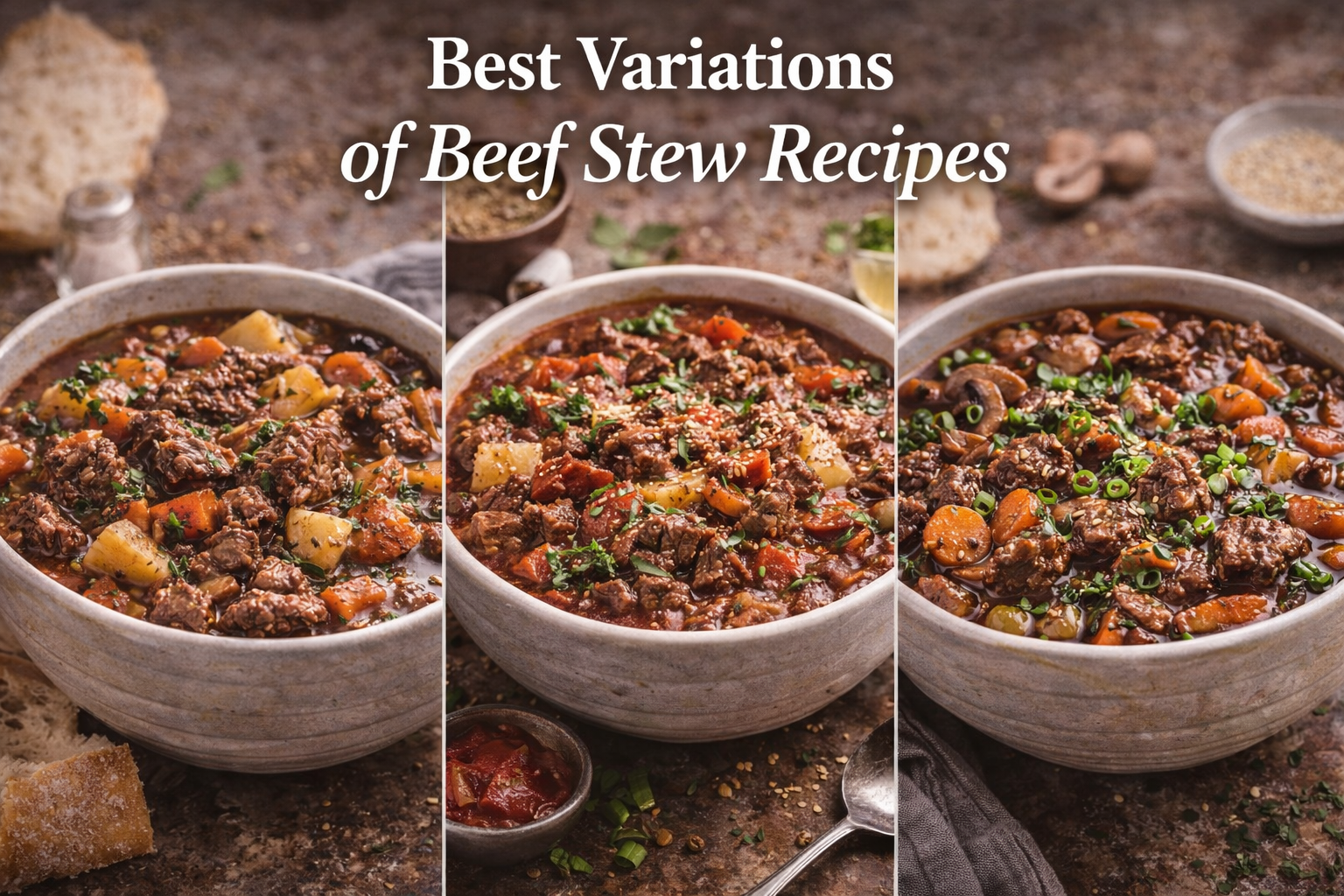 Best variations of beef stew recipes including classic, tomato-based, and herb-infused stews