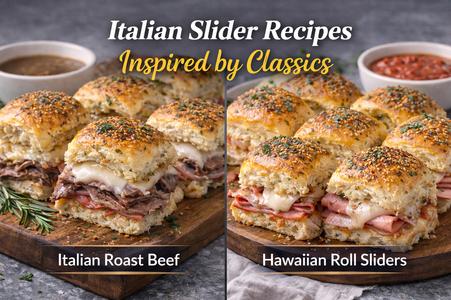 Italian slider recipes inspired by classic Italian roast beef and Hawaiian roll sliders
