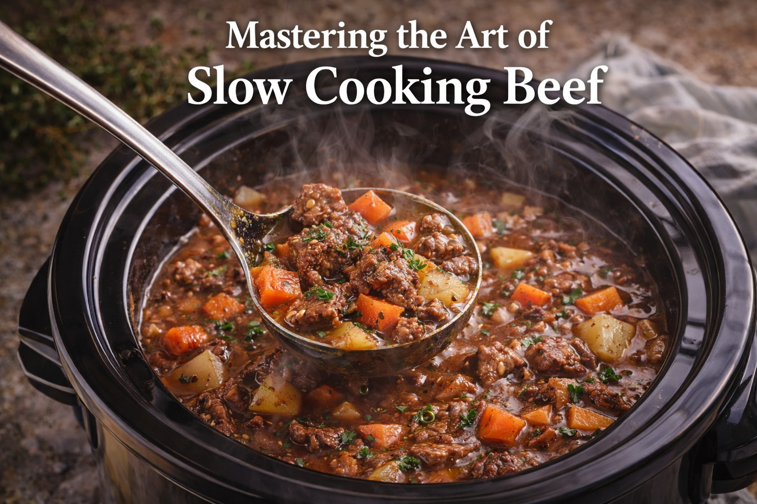 Slow cooker beef stew showing fork-tender beef and rich broth from proper slow cooking technique