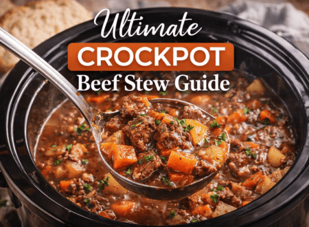 Ultimate crockpot beef stew with tender beef, potatoes, and carrots slow cooked to perfection