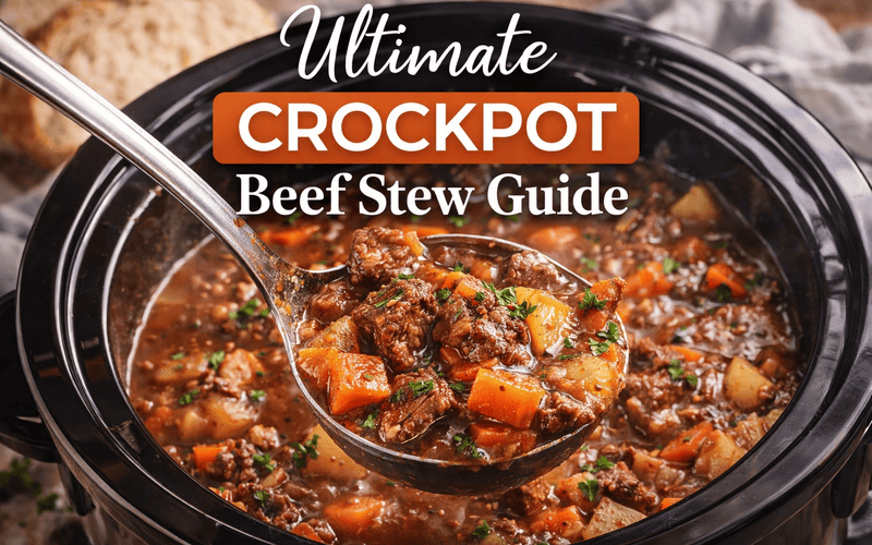 Ultimate crockpot beef stew with tender beef, potatoes, and carrots slow cooked to perfection