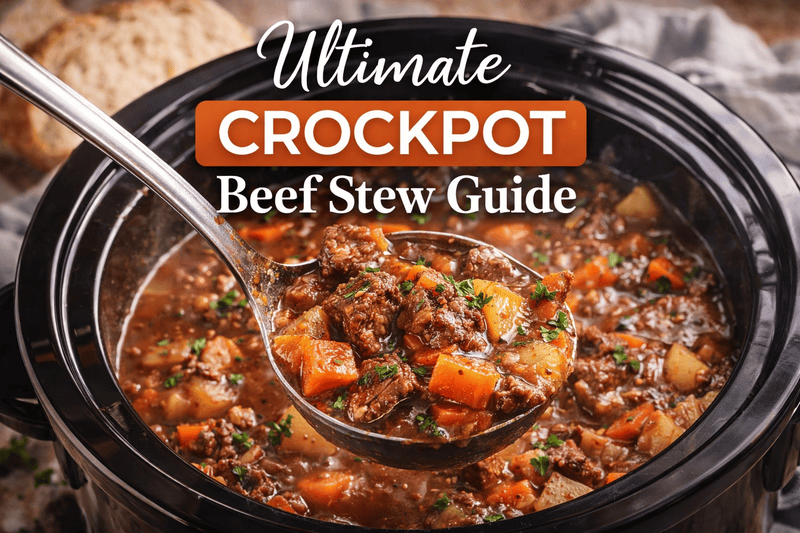 Ultimate crockpot beef stew with tender beef, potatoes, and carrots slow cooked to perfection